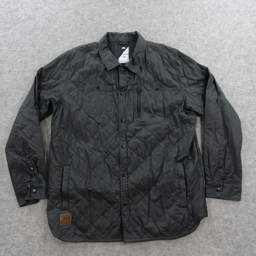 Analog Jacket Mens Extra Large Black Quilted Bomber Liner Button Shacket